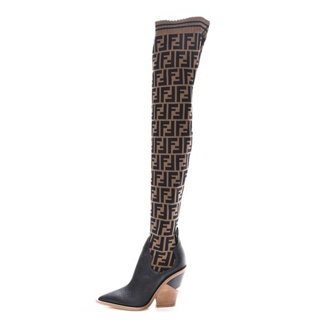 fendi thigh high boots black|Fendi knee high sock boots.